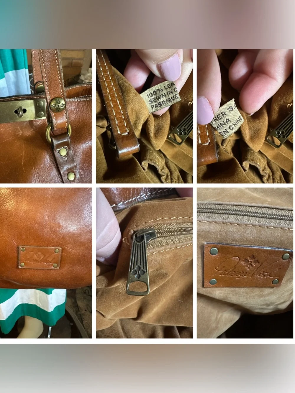 PATRICIA NASH COGNAC BROWN LEATHER BENVENUTO LARGE SHOULDER BAG